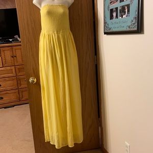 NWOT yellow strapless jumpsuit .